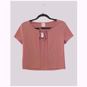 90s Y2K Ribbed Tie Front Top